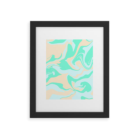 Wesley Bird Hypnotic Camo Seafoam Framed Art Print