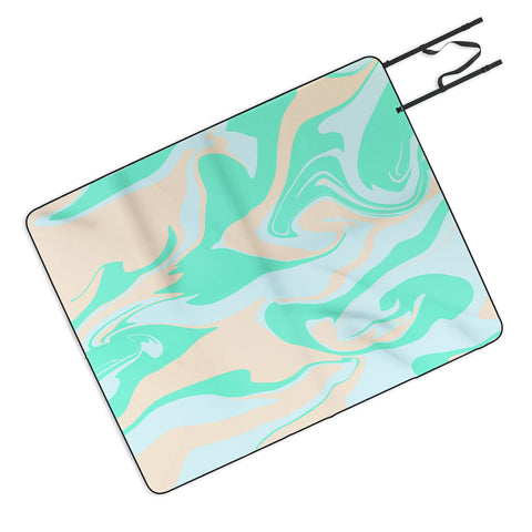 Wesley Bird Hypnotic Camo Seafoam Picnic Blanket