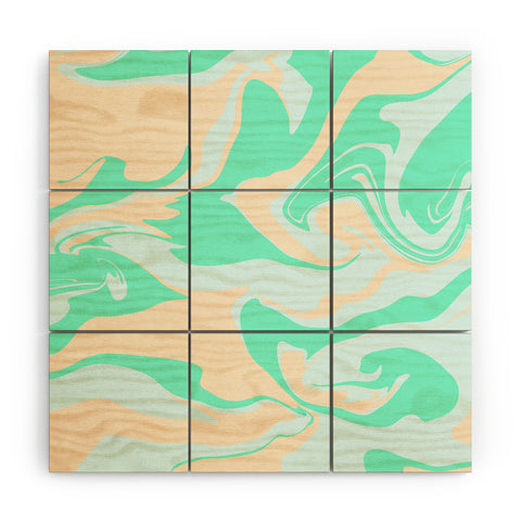 Wesley Bird Hypnotic Camo Seafoam Wood Wall Mural