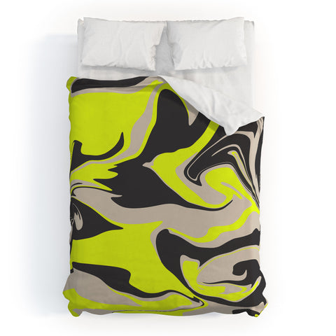 Wesley Bird Hypnotic Camo Yellow Duvet Cover