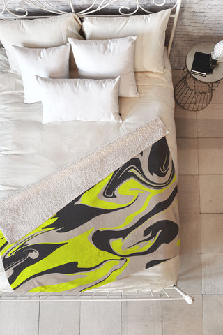 Wesley Bird Hypnotic Camo Yellow Fleece Throw Blanket