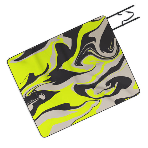 Wesley Bird Hypnotic Camo Yellow Picnic Blanket