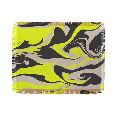 Wesley Bird Hypnotic Camo Yellow Throw Blanket