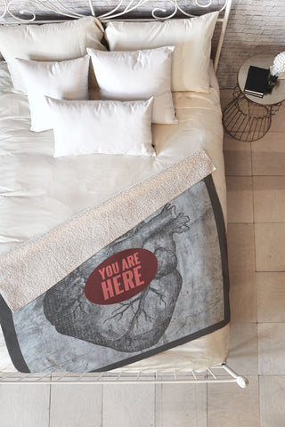 Wesley Bird You Are Here Fleece Throw Blanket