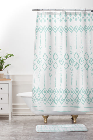 Wonder Forest Boho Loco Blue Shower Curtain And Mat