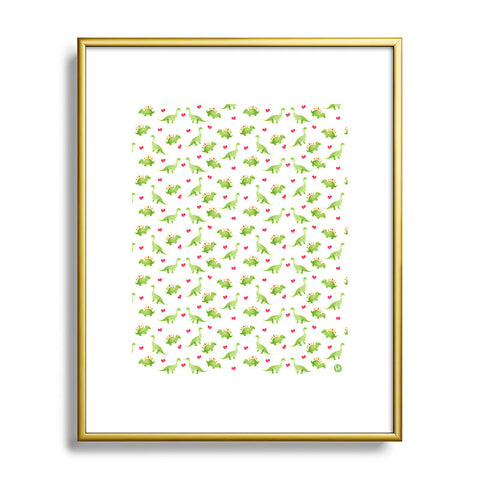 Wonder Forest Dinosaur Love Metal Framed Art Print