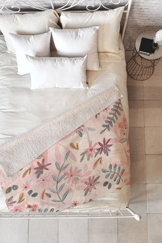 Wonder Forest Feminine Floral Fleece Throw Blanket