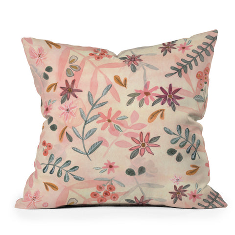 Wonder Forest Feminine Floral Throw Pillow