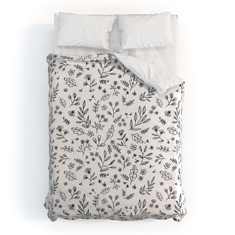 Wonder Forest Floral Sketches Duvet Cover