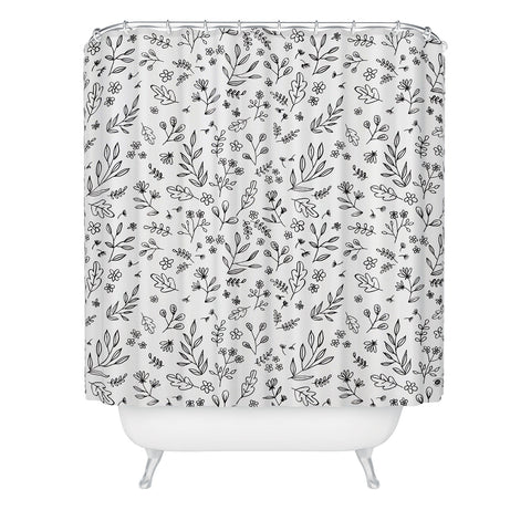 Wonder Forest Floral Sketches Shower Curtain