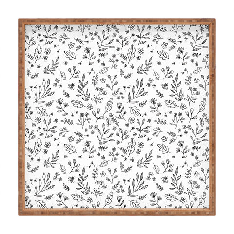Wonder Forest Floral Sketches Square Tray