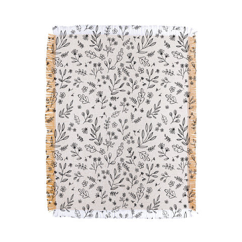 Wonder Forest Floral Sketches Throw Blanket