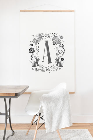 Wonder Forest Folky Forest Monogram Letter A Art Print And Hanger