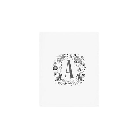 Wonder Forest Folky Forest Monogram Letter A Art Print