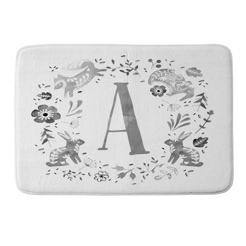 Wonder Forest Folky Forest Monogram Letter A Memory Foam Bath Mat