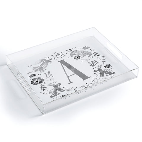 Wonder Forest Folky Forest Monogram Letter A Acrylic Tray