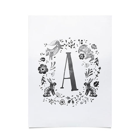 Wonder Forest Folky Forest Monogram Letter A Poster