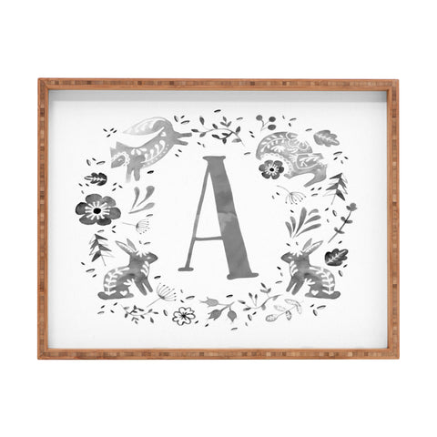 Wonder Forest Folky Forest Monogram Letter A Rectangular Tray
