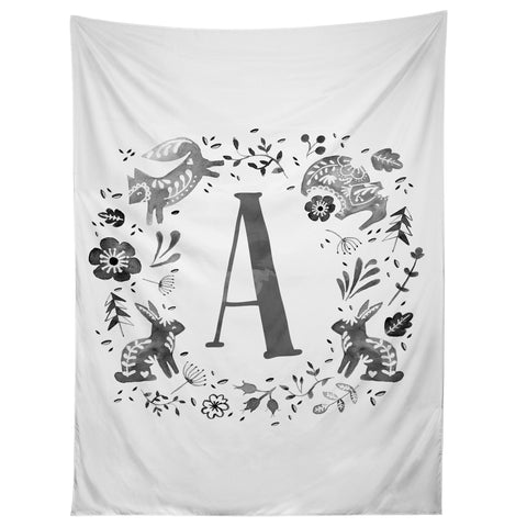 Wonder Forest Folky Forest Monogram Letter A Tapestry