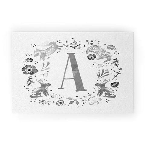 Wonder Forest Folky Forest Monogram Letter A Welcome Mat