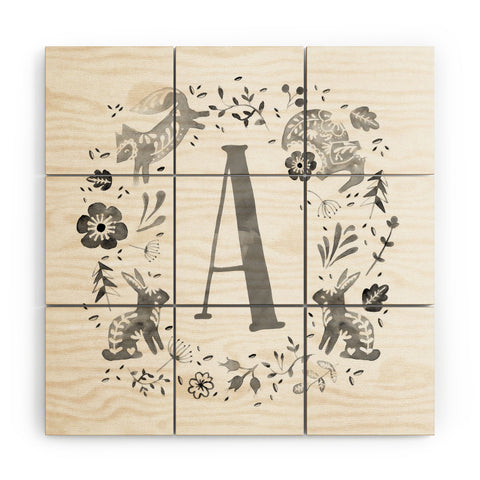 Wonder Forest Folky Forest Monogram Letter A Wood Wall Mural