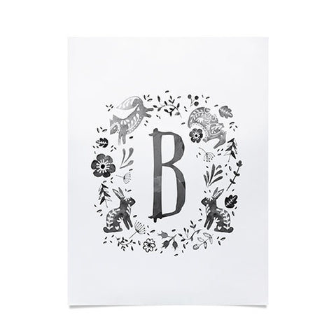 Wonder Forest Folky Forest Monogram Letter B Poster