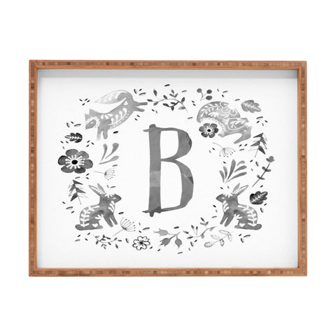 Wonder Forest Folky Forest Monogram Letter B Rectangular Tray