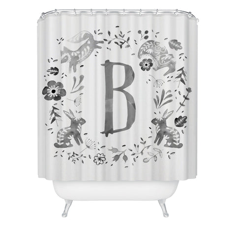 Wonder Forest Folky Forest Monogram Letter B Shower Curtain