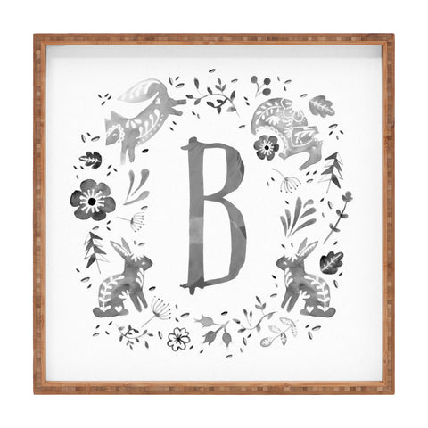 Wonder Forest Folky Forest Monogram Letter B Square Tray