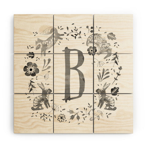 Wonder Forest Folky Forest Monogram Letter B Wood Wall Mural