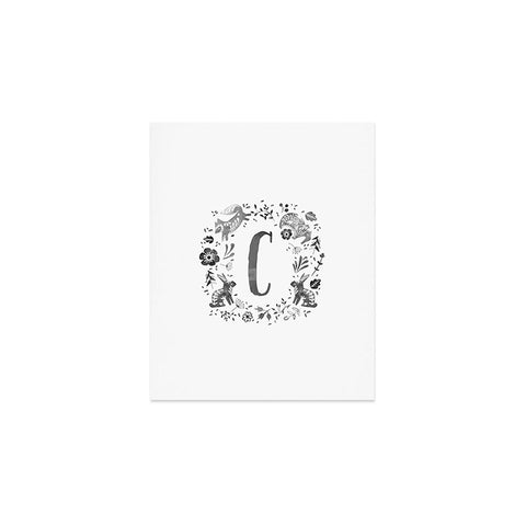 Wonder Forest Folky Forest Monogram Letter C Art Print