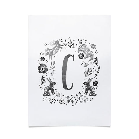 Wonder Forest Folky Forest Monogram Letter C Poster