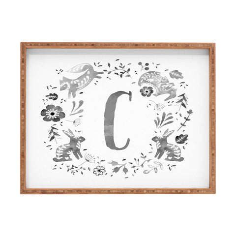 Wonder Forest Folky Forest Monogram Letter C Rectangular Tray