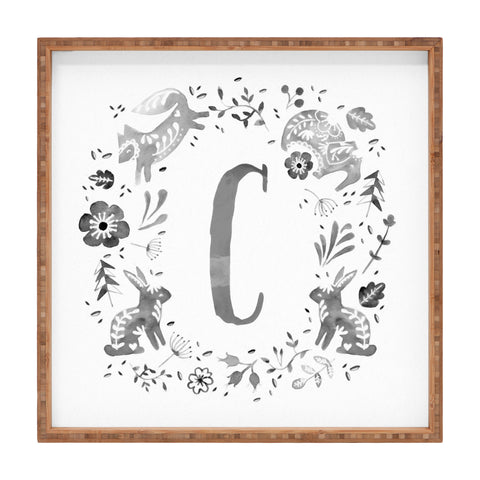 Wonder Forest Folky Forest Monogram Letter C Square Tray