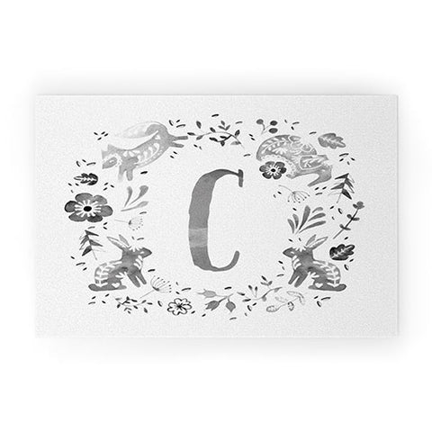 Wonder Forest Folky Forest Monogram Letter C Welcome Mat