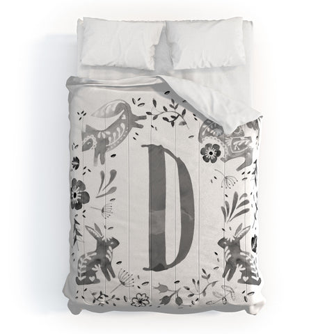 Wonder Forest Folky Forest Monogram Letter D Comforter