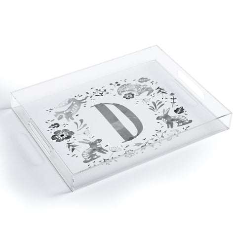 Wonder Forest Folky Forest Monogram Letter D Acrylic Tray