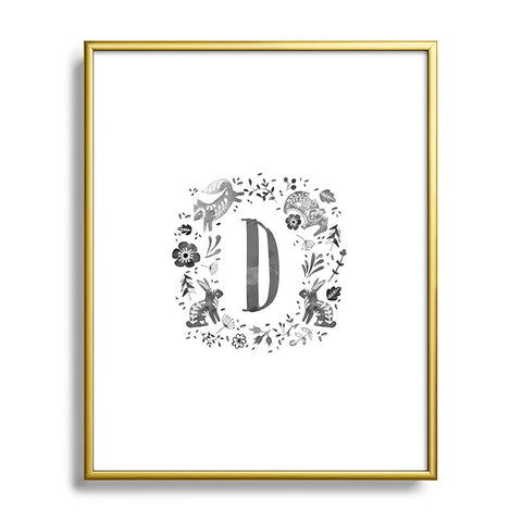 Wonder Forest Folky Forest Monogram Letter D Metal Framed Art Print
