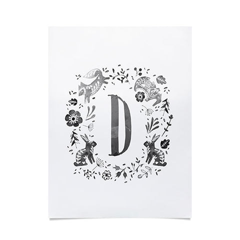 Wonder Forest Folky Forest Monogram Letter D Poster