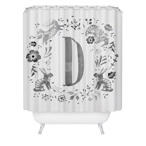 Wonder Forest Folky Forest Monogram Letter D Shower Curtain
