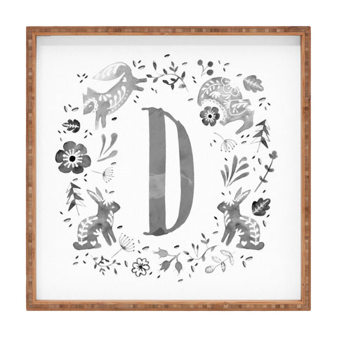 Wonder Forest Folky Forest Monogram Letter D Square Tray