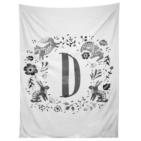 Wonder Forest Folky Forest Monogram Letter D Tapestry