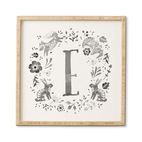 Wonder Forest Folky Forest Monogram Letter E Framed Wall Art