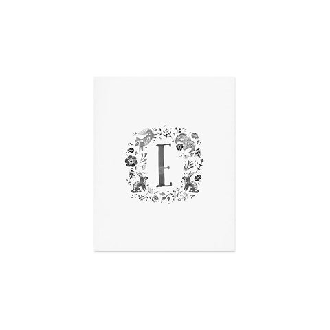 Wonder Forest Folky Forest Monogram Letter E Art Print