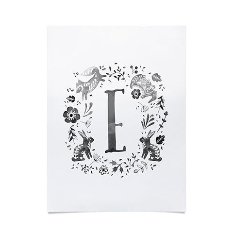 Wonder Forest Folky Forest Monogram Letter E Poster