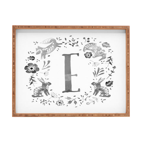 Wonder Forest Folky Forest Monogram Letter E Rectangular Tray
