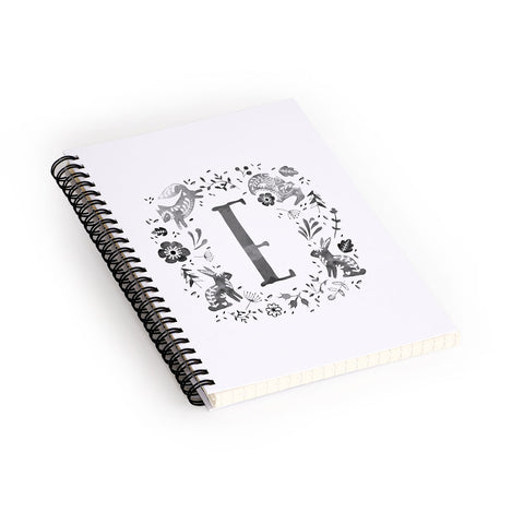 Wonder Forest Folky Forest Monogram Letter E Spiral Notebook