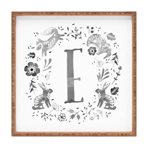 Wonder Forest Folky Forest Monogram Letter E Square Tray