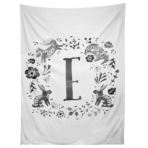 Wonder Forest Folky Forest Monogram Letter E Tapestry