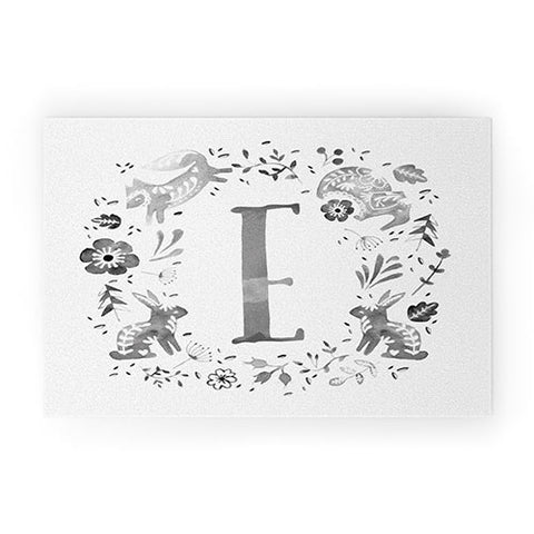 Wonder Forest Folky Forest Monogram Letter E Welcome Mat